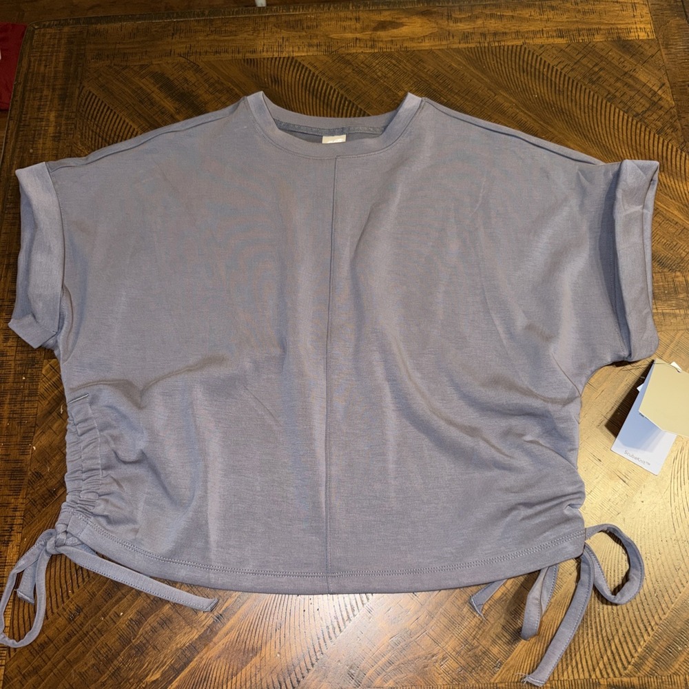 Avia Women's ScubaKnit Top Size XL Dark Gray Gathers On Both Side Athleisure